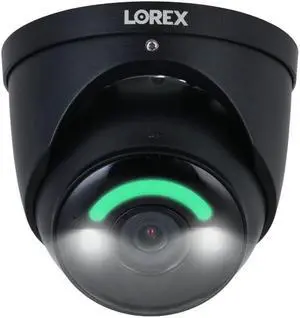 Lorex 4K 8MP IP Wired Metal Dome Outdoor/Indoor Security Camera - Smart Security Lighting, Smart Motion Detection, Deterrence Siren, Color Night Vision Booster, 2-Way Talk, IP67 Weatherproof (Black)