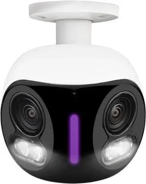 Lorex 4K 8MP IP Wired Dual-Lens Add-On Outdoor Security Camera - Smart Security Lighting, Smart Motion Detection, 180° Panoramic View, Auto Framing, Color Night Vision, 2-Way Talk, REQUIRES RECORDER