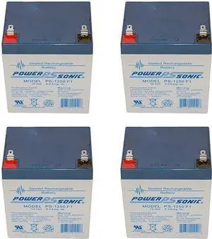 Power-Sonic PS-1250F1 12V 5Ah F1 AGM Rechargeable Battery - 4 Pack