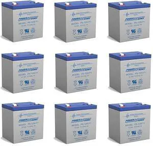 Power-Sonic PS-1250F1 12V 5Ah F1 AGM Rechargeable Battery - 9 Pack