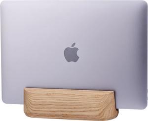 Dual Laptop Stand Vertical Laptop Holder for Desk - All MacBook Vertical Stand up to 0.7'' Thick - Laptop Vertical Stand Handmade of Natural Wood - MacBook Holder (Single Oak)