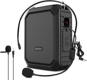 Bluetooth Voice Amplifier with Lapel Mic/Microphone Headset-18W IPX5 Waterproof Small Megaphone Speaker Pa System, Portable Microphone and Speaker for Teachers Tour Guide 800Plus