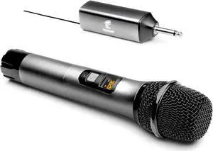 Wireless Microphone, UHF Metal Cordless Handheld Mic System with Rechargeable Receiver, for , Singing, Party, Wedding, DJ, Speech, 200ft (TW620), Grey