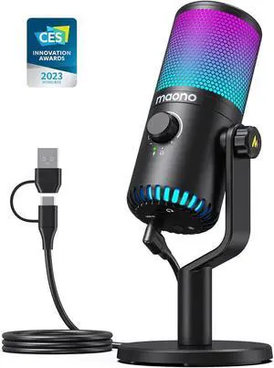 MAONO Gaming USB Microphone with Software, Metal Programmable RGB Mic for Recording, Streaming, Podcast, PS5, PS4, PC, Computer, DM30 RGB