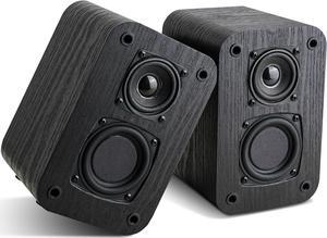 Passive Bookshelf Speakers for Home Theater Surround Sound, Home Desktop Stereo Speakers with Crisper Sound and Classic Wood Grain for Record Player/Computer/TV, Wall Mountable, One Pair.