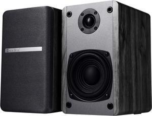 SINGING WOOD T25 Passive 2 way Bookshelf Speakers 60 Watts (30W x 2) with preinstalled Wall Mount Bracket- Beech Wood finish, Pair - Receiver or Amplifier needed to operate (Black)