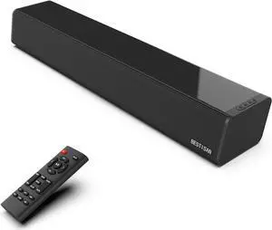 BESTISAN Sound Bars for TV, PC, Gaming, Monitor, 50 Watts Sound Bar with Bluetooth 5.0/HDMI ARC/Optical/Sub Out/AUX/USB Connections, 3 Audio Modes, Bass Adjustable, 16 Inch, Wall Mountable (Black)