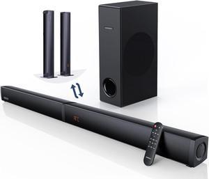 MEREDO Sound Bar for Smart TV with Subwoofer 180W Detachable 2 in 1 Soundbar for TV Wireless 2.1CH Treble & Bass Adjust ARC/Optical/AUX/BT 12L Deep Bass for PC/Gaming/Projector Home Theater-37 Inch