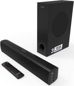 Majority Soundbar with Subwoofer for TV, 15 inch Bluetooth Sound Bar 100 Watts, Home Audio Speaker, Small TV and PC Soundbar | AUX, RCA, Optical, USB | Gaming, Music, Movies Bowfell Plus