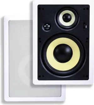 Monoprice 3-Way Fiber In-Wall Speakers - 8 Inch (Pair) With Removable And Paintable Grille - Caliber Series