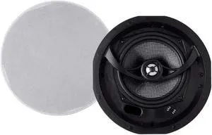 Monoprice Alpha 2-Way Ceiling Speakers - 6.5 Inch (Pair) Carbon Fiber, Paintable Magnetic Grille, Louder with Less Power,BLACK/WHITE