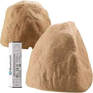 OSD Audio 8" Wireless Bluetooth Outdoor Rock Speaker Sandstone Canyon Brown Pair IP67 Power Supply BTR805