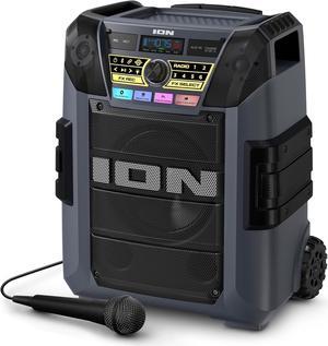 ION Block Rocker XL - Portable Bluetooth Outdoor Party Speaker, 220W, with Karaoke Microphone, Battery, 5 Speakers, Lights, Radio, USB Charging & App