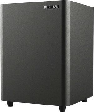 BESTISAN Powered Subwoofer, Deep Bass Subwoofer, Down Firing Sub in Compact Size, Easy Setup with Home Theater System, TV, Receiver, Speakers Coaxial Cable Included, Black