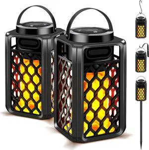 Outdoor Bluetooth Speakers, Tesoorda Waterproof Wireless Bluetooth Speaker with Torch Light, Portable LED Flame Speaker with Loud Sound for Camping Patio Home Decor, Gifts for Couples Dads Moms 2 pack