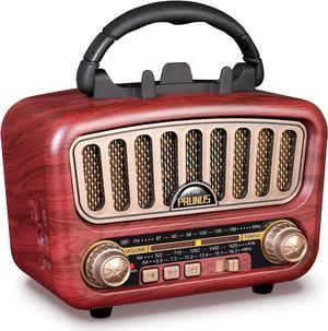 2024 Newest PRUNUS J180 Vintage Retro Radio Bluetooth Speaker with Stereo Sound AM FM Radio Portable with Loud Volume BT50 TF Card  MP3 Player Rechargeable Speaker