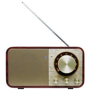 FM Radio with Bluetooth Retro Bluetooth Speaker Vintage Radio with SD/USB Memory Music Player Function, Wireless Streaming from Smartphone, Up to 10 Hours Playback (Walnut)