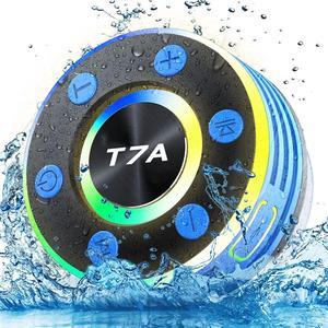 Rulefiss Shower Speaker, Bluetooth Speakers Waterproof IP7 with Suction Cup, Portable Speaker with LED Light, Shower Radio for Bathroom, 3D Crystal Sound & Bass, Kayak, Pool, Beach, Bike