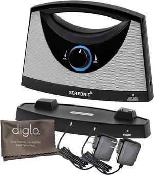 Sereonic Wireless TV Listening Speaker | TV-SB Portable Soundbox | Optical & Analog Connectivity | Extra Power Adapter | Diglo Microfiber Cloth