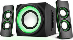 Cyber Acoustics CA-SP34BT Bluetooth Speakers with LED Lights  The Perfect Gaming, Movie, Party, Multimedia 2.1 Subwoofer Speaker System, Black