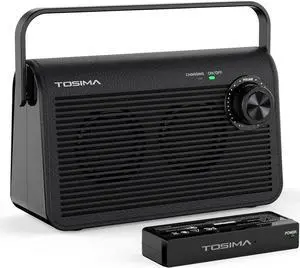 Tosima TV-9000 Wireless TV Speaker,Portable TV Speaker for Hard of Hearing and Elderly, 2.4G RF Transimitter 30M/100Ft Range, 1000mAh Rechargable Battery,Compatible with All Audio Devices