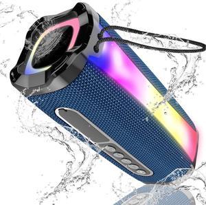 Portable Bluetooth Speaker, 20W HD Stereo Sound Wireless Speaker, 18H Playtime Bluetooth Speakers with RGB Flashing Lights, Bluetooth 5.1, IPX7 Waterproof Speakers for Travel/Home/Outdoors Blue