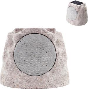 Outdoor Rock Bluetooth Speaker - Solar Bluetooth Speaker, Wireless Waterproof, Solar Powered with Rechargeable Battery, Bluetooth Speakers with 7 Colors for Pool Patio Deck Garden Home (White)