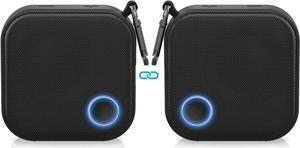 Brookstone Bluetooth Speakers, IPX7 Waterproof Indoor and Outdoor Speaker, Portable Speakers, Computer Speakers for Desktop Monitors, Tap to Link Multiple Speakers, Carabiner Clip Included