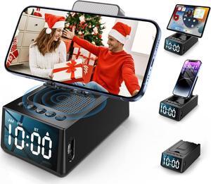 Adjustable Phone Stand with Built-in Bluetooth Speaker, Portable with Non-Slip Base, Unique Gifts, Tech Gifts for Men, Cool Gadgets for Home and Outdoor Use (Black)