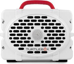 Turtlebox Gen 2: Loud! Outdoor Portable Bluetooth 5.0 Speaker | Rugged, IP67, Waterproof, Impact Resistant & Dustproof (Rich, Full Sound, Plays to 120db, Pair 2X for True L-R Stereo), White/Red