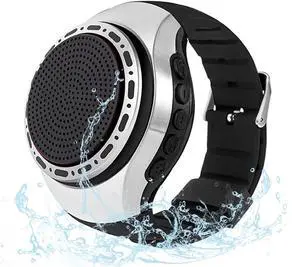 Wireless Wearable Waterproof Wrist Portable Bluetooth Speaker Watch with Multi Function FM Radio & MP3 Player & TWS & Selfie & Ultra Long Standby Time for Running, Hiking, RidingSilver