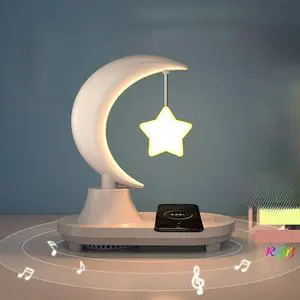 3 in 1 with Bluetooth Audio and Wireless Charging Function of The LED Bedside Romantic Colorful Atmosphere Night Light( Note: Bluetooth Speaker Does not Support Voice Call Function) (Star Star)