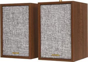 Crosley S200A-WA 4" Active Powered Bluetooth Stereo Speakers with Optical, USB, and Aux Connections, Walnut