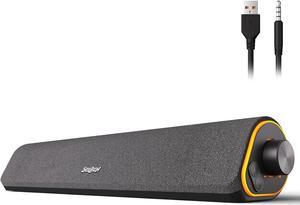 R50 Bluetooth Computer Speakers, 3.5mm PC Sound Bar for Desktop Monitor, Wired USB Powered & Colorful LED Lights with Switch Button, Surround Sound Soundbar PC Spearkers for Computer