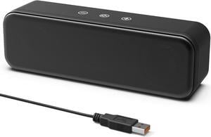 [Upgraded] USB Computer Speakers for Desktop PC, Laptop | Plug-N-Play | Small Soundbar with Crystal-Clear Sound, Loud Volume, Deep Bass, Touch Control, Compatible with Windows, macOS, ChromeOS, Linux