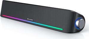 Computer Speakers, Hi-Fi Sound Quality Computer Sound Bar, Bluetooth 5.0 & 3.5mm Wired PC Speakers with 4 Dynamic Lighting Modes, USB Powered Speakers for PC, Desktop, Laptops, Phones, Monitors, Xbox