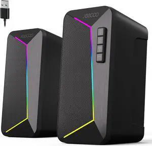 Jeecoo M30 Bluetooth Computer Speakers, PC Gaming Speakers for Desktop with Crisp Stereo Sound, Dynamic LED Modes, Easy-Access Control, 10W - USB-Powered