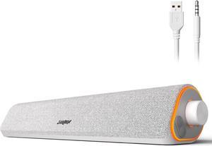 R50 Bluetooth Computer Speakers for Desktop PC Monitor White,Wired USB Powered 3.5mm Aux PC Speakers Sound Bar,4 Modes LED Lights with Switch Button,Surround Sound Soundbar for Computer