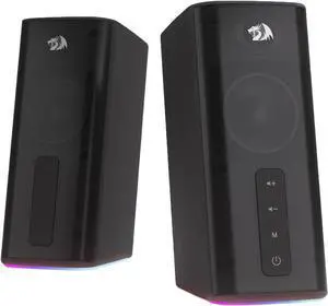 GS814 Stereo Desktop Speaker, 20W Output, 4 Real Units, BT 5.0/3.5mm AUX, Enhanced Bass, Touch-Control, Dynamic RGB Lighting