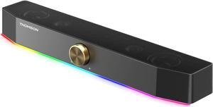 Thomson Computer Speakers, Bluetooth Computer SoundBar, Dynamic RGB PC Speakers with 10W Stereo Sound, 3.5mm Aux-in Connection, USB Powered Computer Speakers for PC, Desktop Monitor, Laptop, Tablets