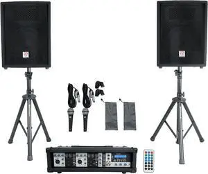 Rockville RPG2X10 V2 10 in Package PA System 200W RMS / 800W Peak, 4-Channel Powered Mixer with Bluetooth, 2 Speakers, 2 Stands, 2 RMM-XLR Mics, USB SD MP3, for DJ Karaoke Events Rockville RPG2X10 V2 10 in Package PA System 200W RMS / 800W Peak, 4-Channel Powered Mixer with Bluetooth, 2 Speakers, 2 Stands, 2 RMM-XLR Mics, USB SD MP3, for DJ Karaoke Events