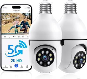 Light Bulb Security Cameras Wireless Outdoor - 5G&2.4G wifi bulb Cameras for Home Security Outside Indoor, Full-Color Night Vision, Siren Alarm, 24/7 Recording Bulb Camera Work with Alexa (Snow white)