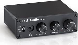Audio Q4 Desktop DAC Headphone Amp for PC Mini Stereo Headphone Amplifier Combo USB Optical Coaxial to RCA AUX Digital-to-Analog Audio Converter Adapter for Home Powered Speakers