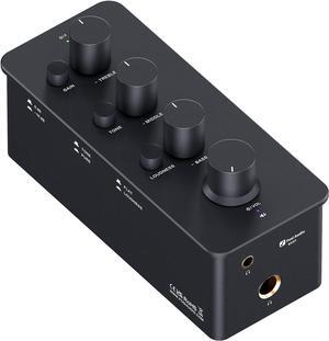 Audio SK01 Headphone Amplifier Equalizer Preamp with Bass Midrange Treble Tone Control and Loudness Compensation Portable Class A Analog Amp for Electric Guitar Instrument with 3.5mm 6.35mm Jacks