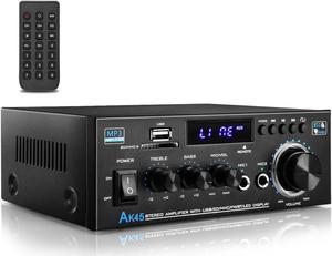 Home Audio Power Amplifier with Bluetooth, 100Wx2 Audio Stereo Receiver, Dmyond Home Amplifiers w/FM Radio USB, AUX, RCA, SD for Home Theater Speakers Audio Stereo, Studio