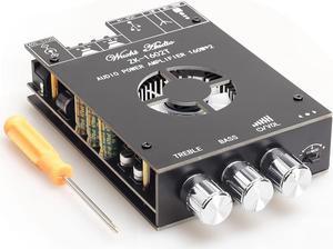 320W Power Amplifier Board with Subwoofer 2.0 Channel 160W×2, 15V-36V Audio Power Amplifier Module with Treble and Bass Control,Black (ZK-1602T)