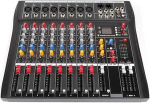 Professional 8 Channel Mixing Console Audio Mixer Bluetooth w/USB Drive Amplifier Studio Audio Sound Mixer Console Ac 110v 50hz 18w