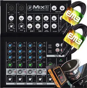 Mackie -Mix8- Compact 8-Channel Desktop Analog Midsize Mixer for Live Sound 2 Mic/Line Input Channels with Pair of EMB XLR Cable and Gravity Magnet Phone Holder Bundle (2) Mackie -Mix8- Compact 8-Channel Desktop Analog Midsize Mixer for Live Sound 2 Mic/Line Input Channels with Pair of EMB XLR Cable and Gravity Magnet Phone Holder Bundle (2)