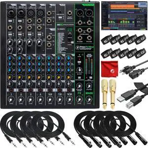 Mackie ProFX10v3 10-Channel Unpowered Mixer USB Bundle with Waveform OEM DAW, 4x Mophead 10-Foot TRS Cable, 4x 10-Foot XLR Cable, 2x 1/4" to 3.5mm Adapter, 10x Cable Ties and Microfiber Cloth Mackie ProFX10v3 10-Channel Unpowered Mixer USB Bundle with Waveform OEM DAW, 4x Mophead 10-Foot TRS Cable, 4x 10-Foot XLR Cable, 2x 1/4" to 3.5mm Adapter, 10x Cable Ties and Microfiber Cloth