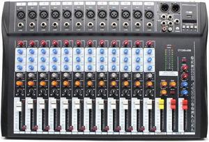 CNCEST 12 Channel Professional Live Studio Audio Mixer CT-120S USB Bluetooth Mixing Console Board Amplifier Studio 48V